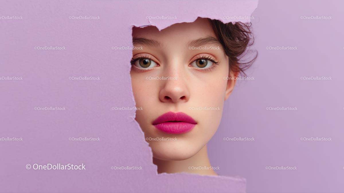 Beautiful Woman with Radiant Pink Lips and Artistic Background Stock Photo Bundle preview 27