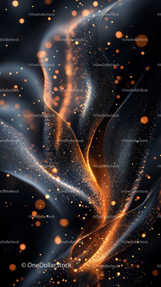 Abstract Light Flow with Glowing Particles and Digital Waves