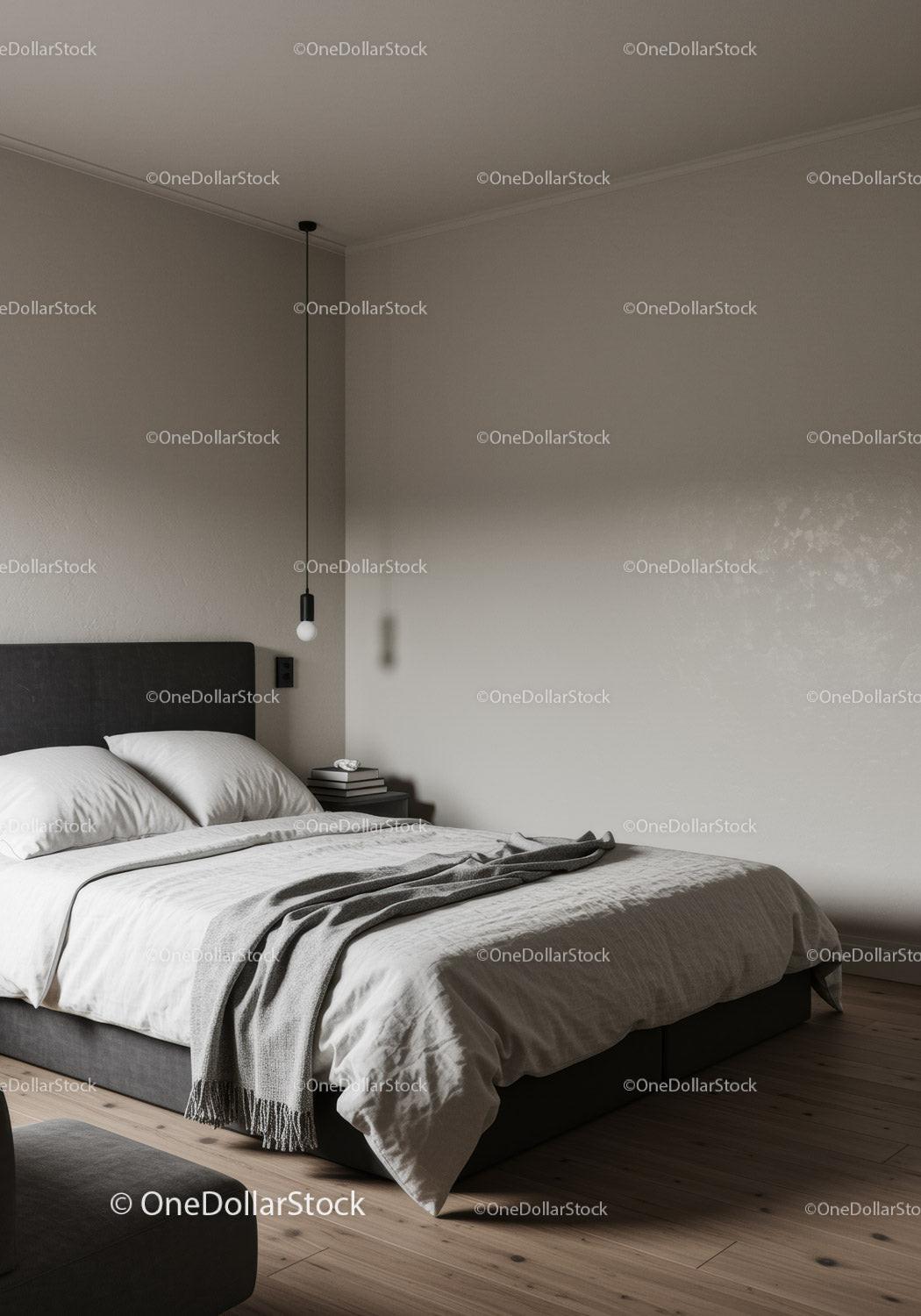 Minimalist Bedroom with Cozy Bedding and Modern Decor