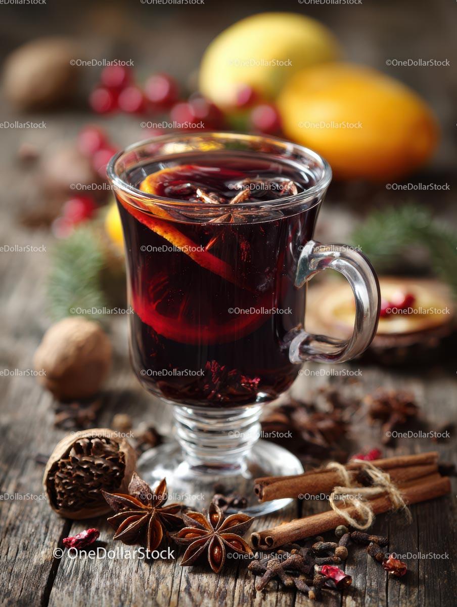 Cozy Mulled Wine with Spices and Citrus Garnish Stock Photo Bundle preview 10