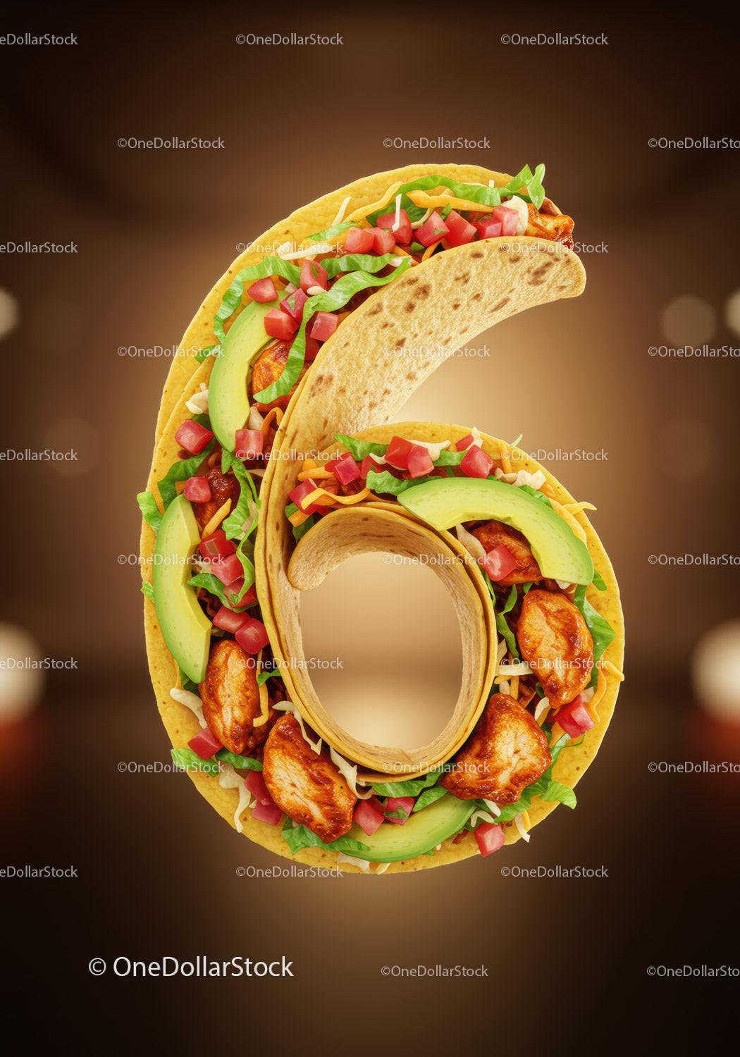 Number six made of tasty chicken tacos with fresh veggies