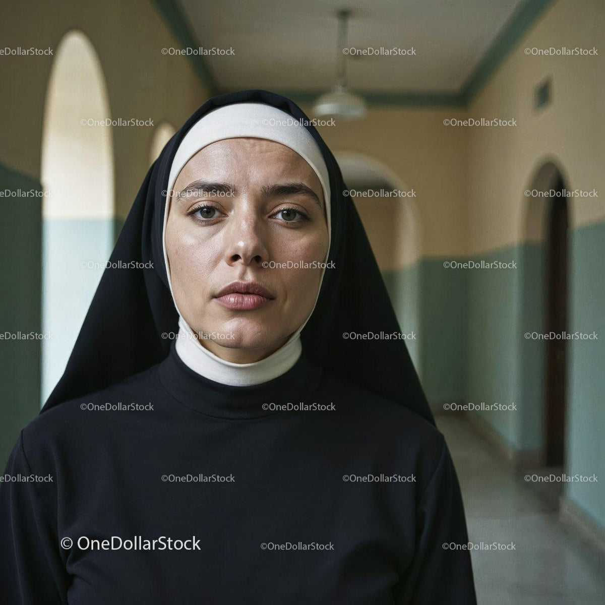 Confident Nurse in Hospital Corridor With Serious Expression Stock Photo Bundle preview 32