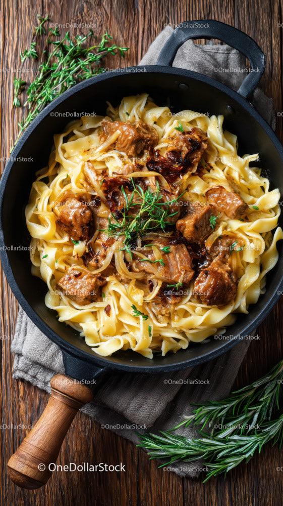Hearty Beef and Cherry Tomato Pasta in Rustic Skillet Stock Photo Bundle preview 17