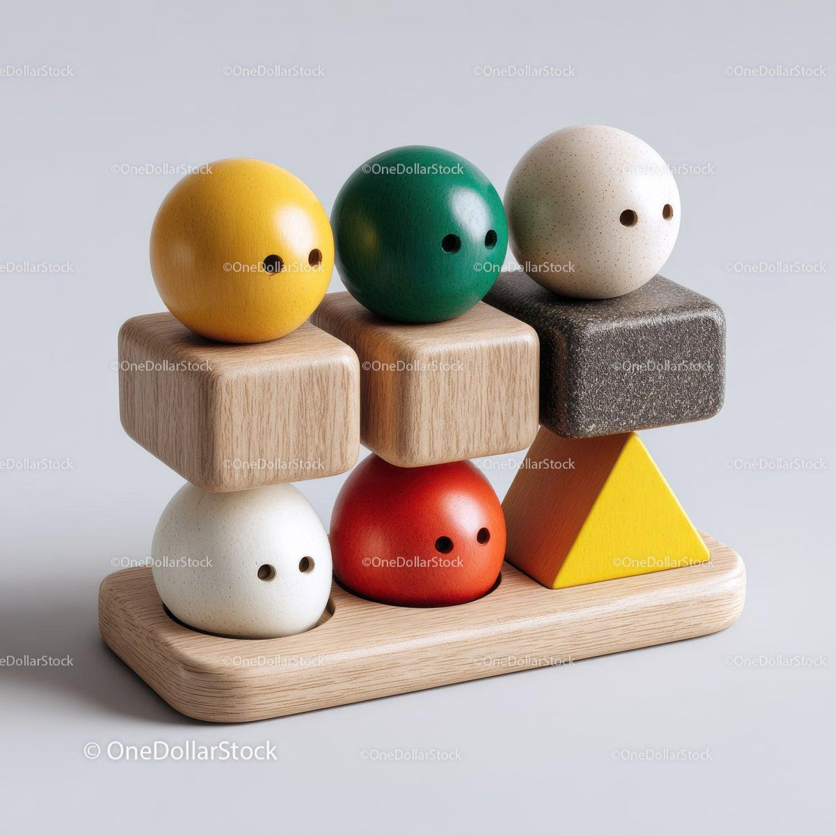 Set of Wooden Geometric Blocks for Kids Playroom and Learning Stock Photo Bundle preview 34