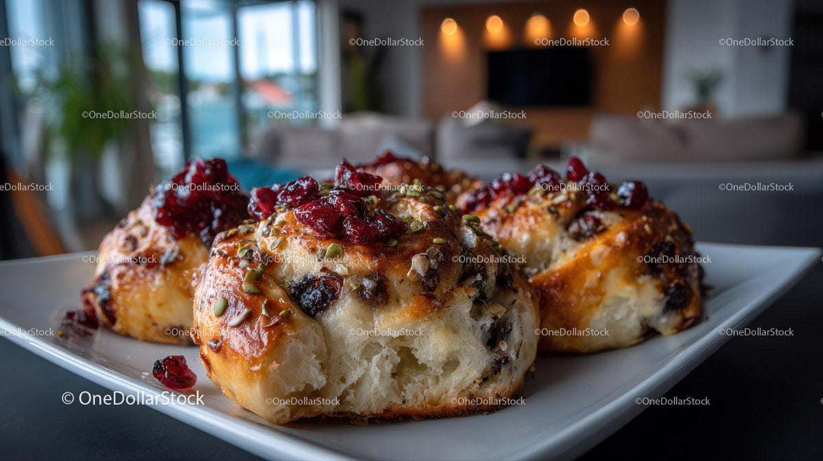 Cherry Clafoutis Dessert with Baked Pastry and Fruit Topping