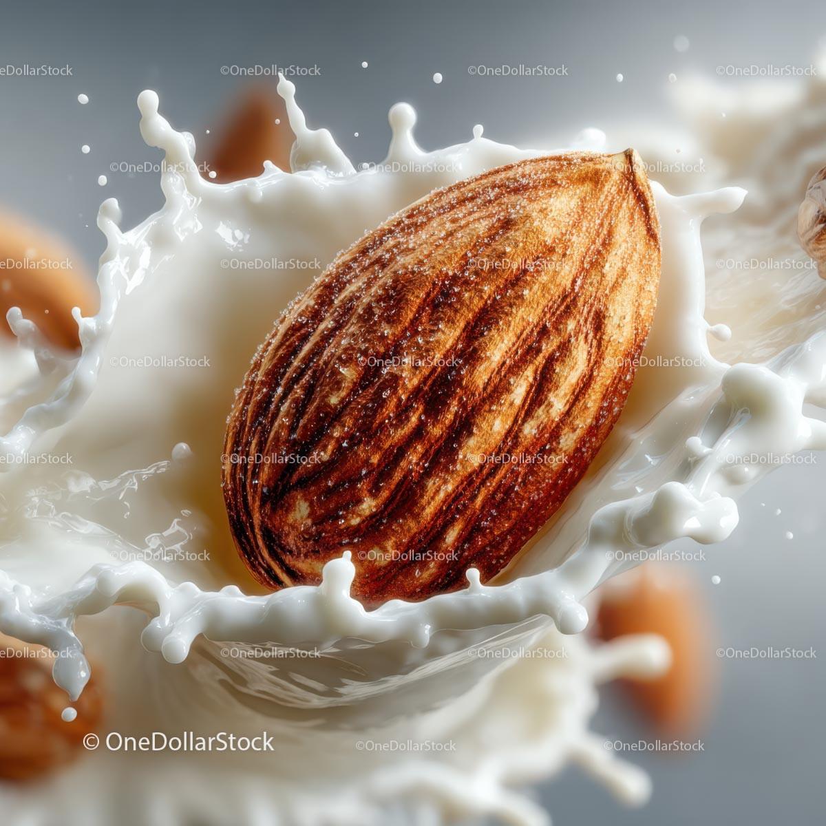 Almond Splashing in Creamy Milk for Delicious Food Photography Stock Photo Bundle preview 10