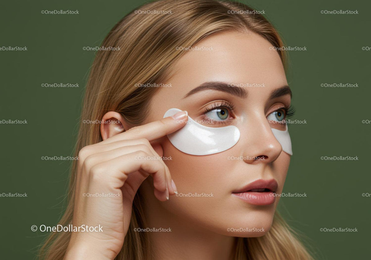 Close-up of Woman Applying Eye Cream with Skincare Routine