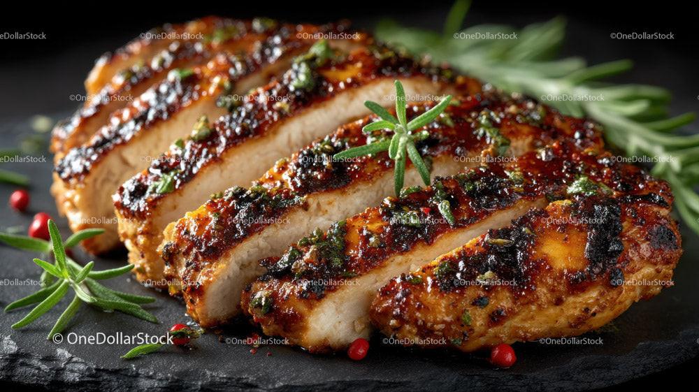 Herb-Garnished Grilled Chicken Breast with Fresh Greens Stock Photo Bundle preview 18