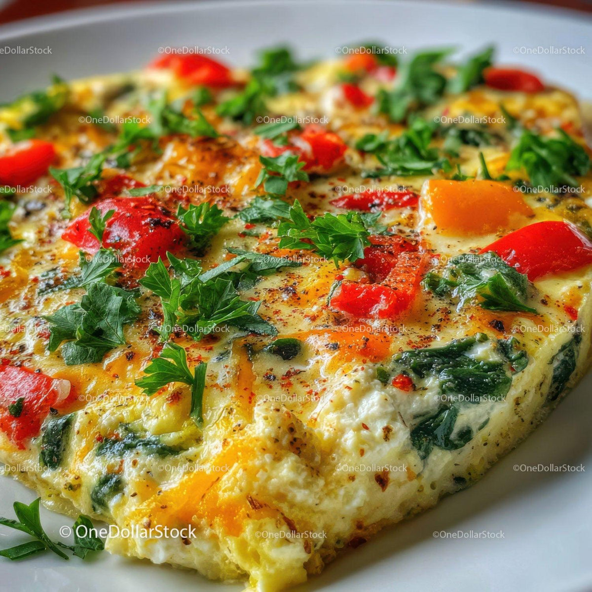 Colorful Vegetable Frittata with Bell Peppers and Herbs Stock Photo Bundle preview 10