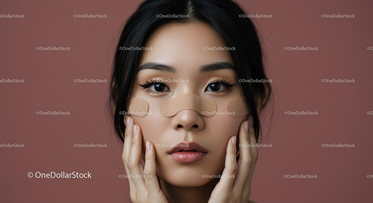 Close-Up of a Young Woman with Flawless Skin and Eye Makeup