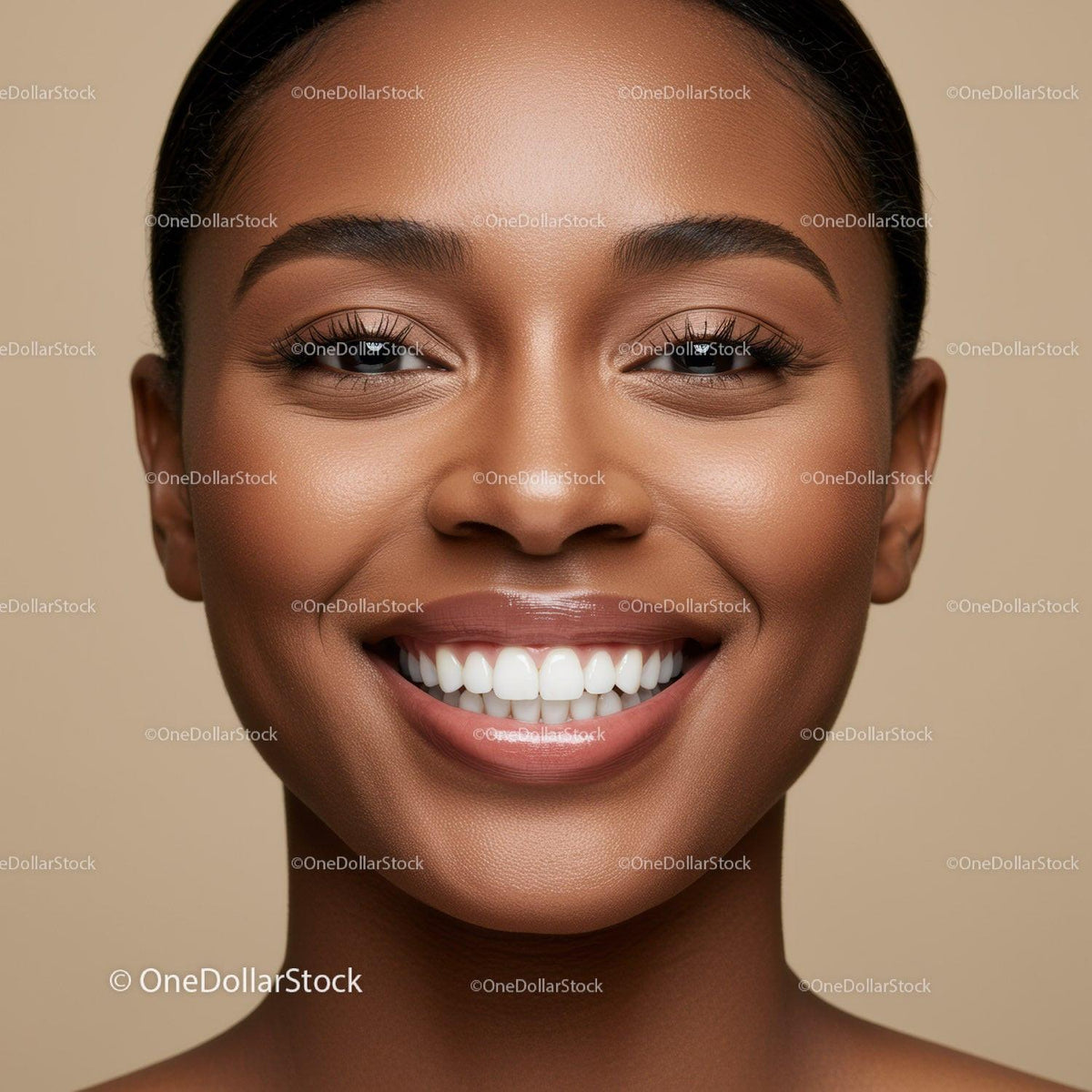 Confident young woman smiling with radiant skin