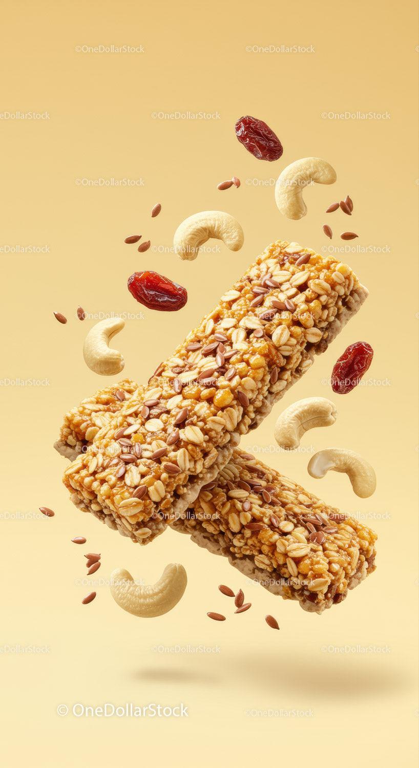 Nutritious Granola Bars with Nuts and Dried Fruits