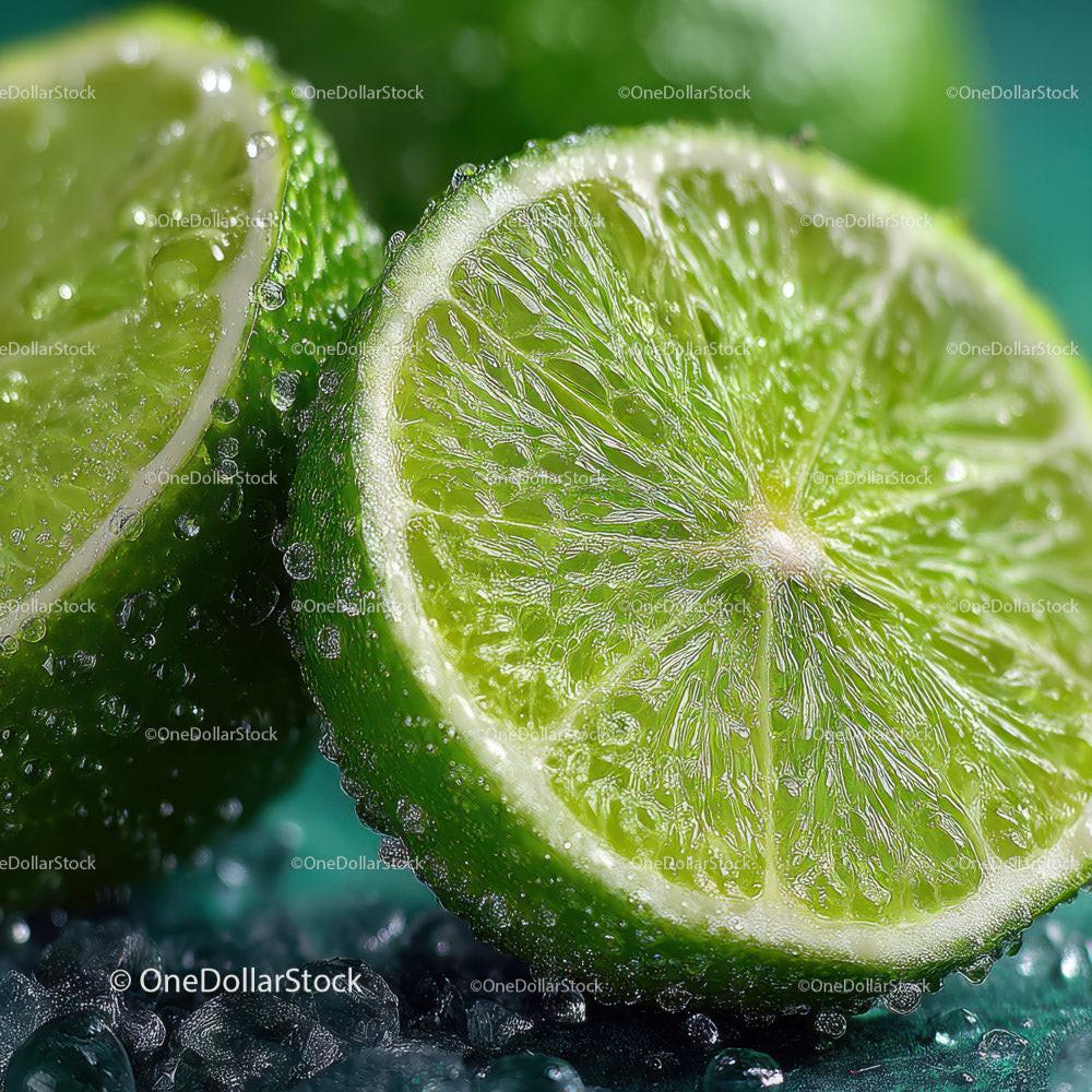 Fresh Lime Slice with Juicy Interior and Bright Green Color