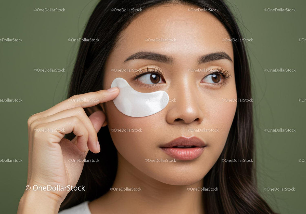Young Woman Applying Eye Mask for Skincare Beauty