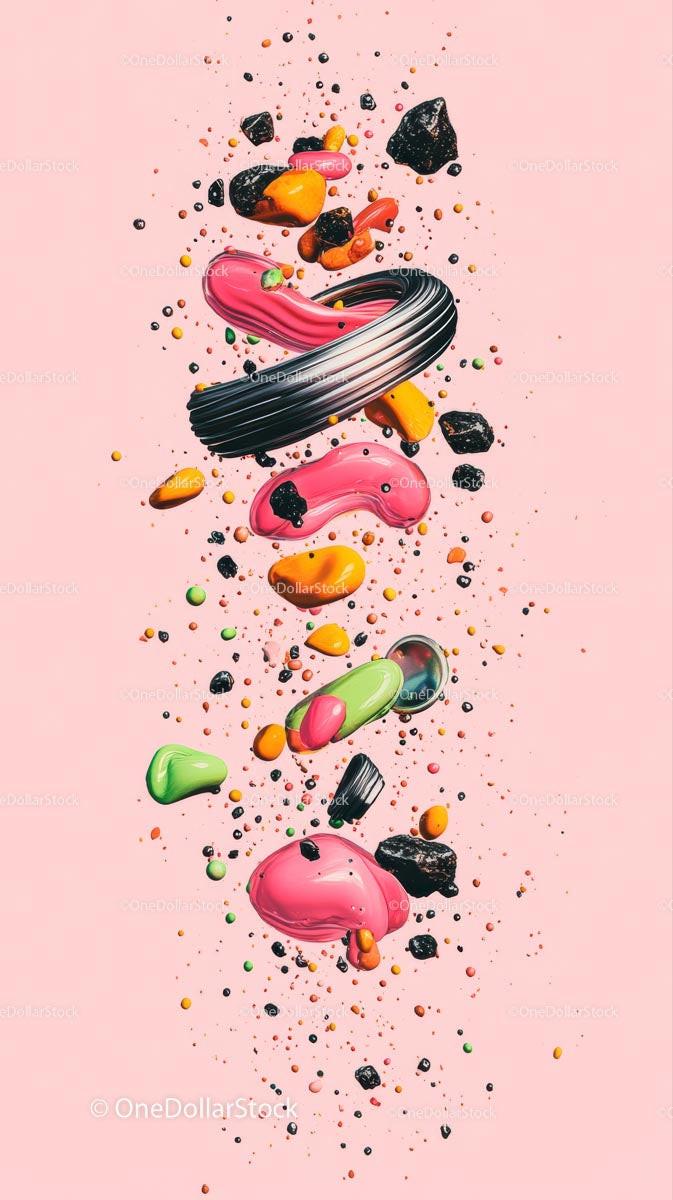 Abstract Colorful Paint Splash with Dynamic Shapes
