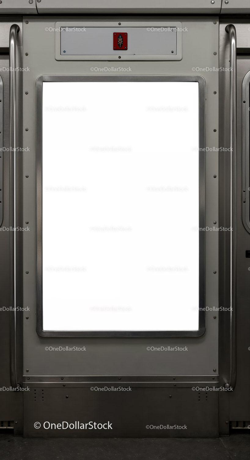 Blank Vertical Advertising Poster Inside Subway Train JPG Mockup Image preview