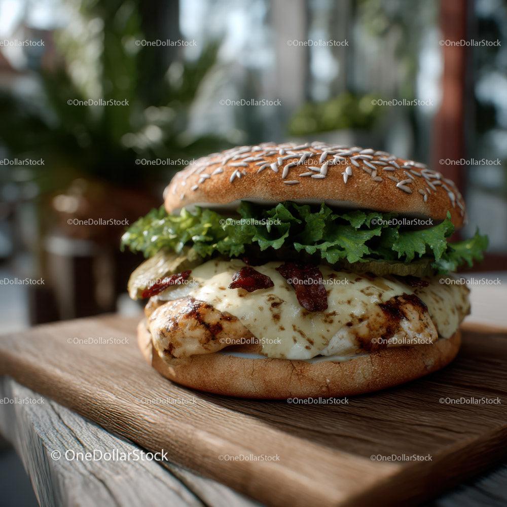 Delicious Double Cheeseburger with Bacon and Fresh Vegetables Stock Photo Bundle creative preview 14