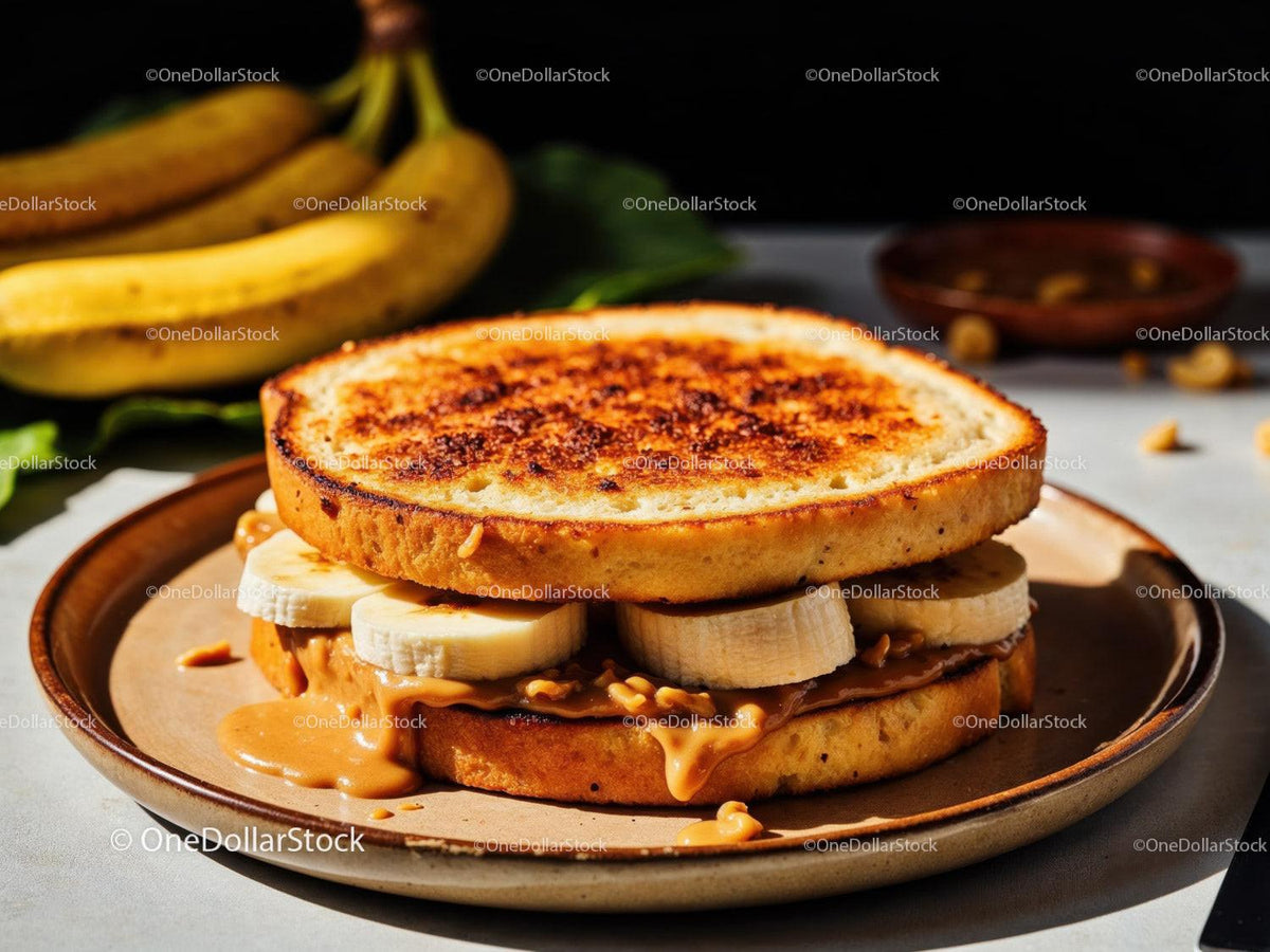 Peanut Butter and Banana Toast Open-Faced Sandwich Stock Photo Bundle preview 18