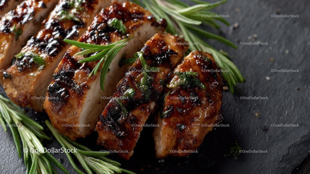 Herb-Garnished Grilled Chicken Breast with Fresh Greens 36 JPG Files digital asset preview