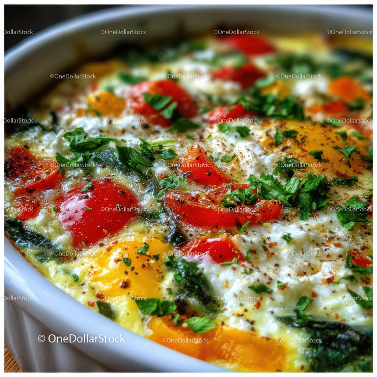 Colorful Vegetable Frittata with Bell Peppers and Herbs Stock Photo Bundle preview 6