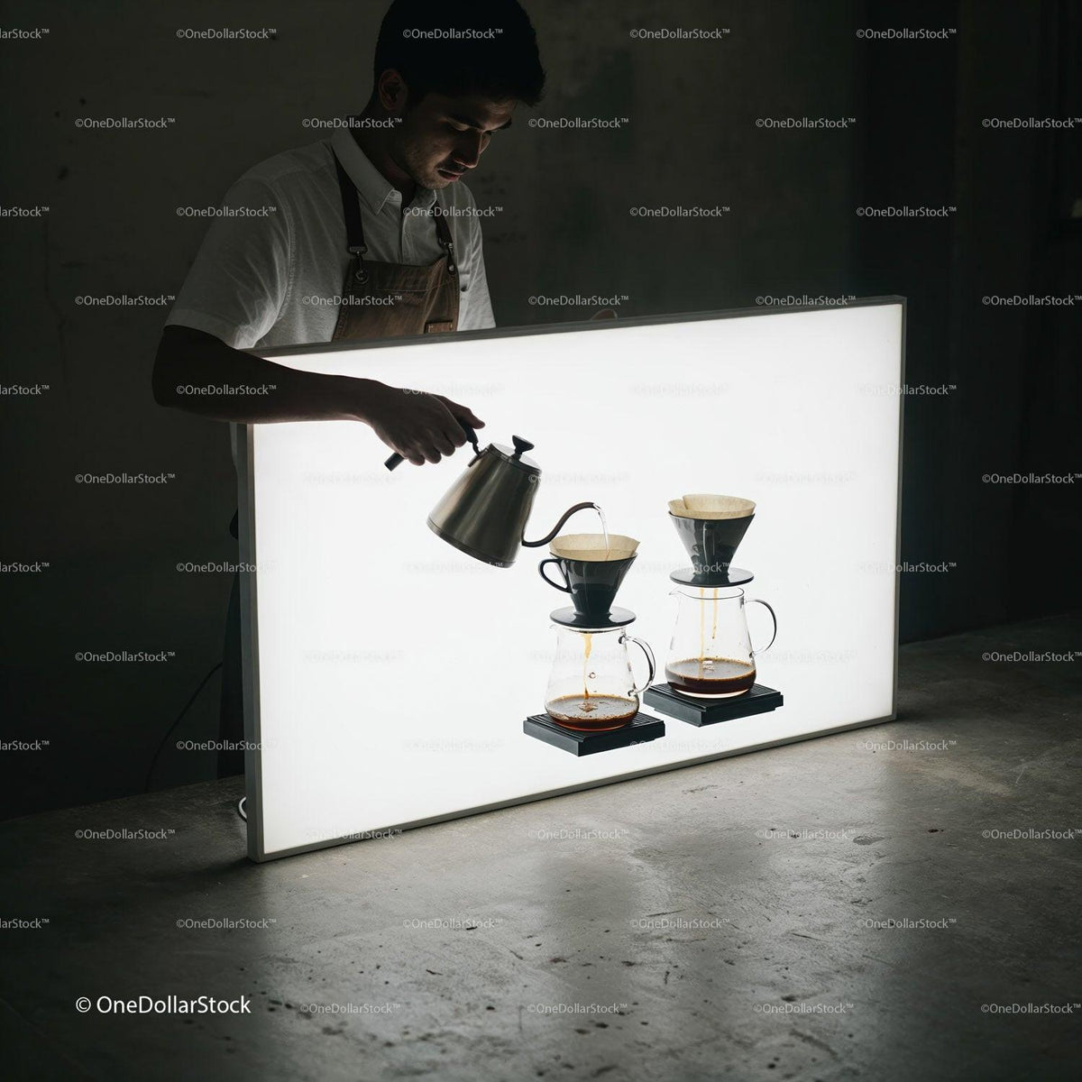 Barista Pouring Hot Water for Manual Coffee Brewing JPG Mockup Image preview