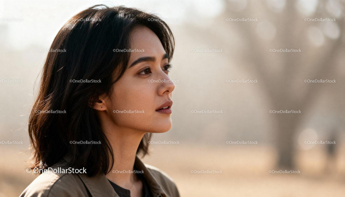 Thoughtful young woman looking into the distance outdoors