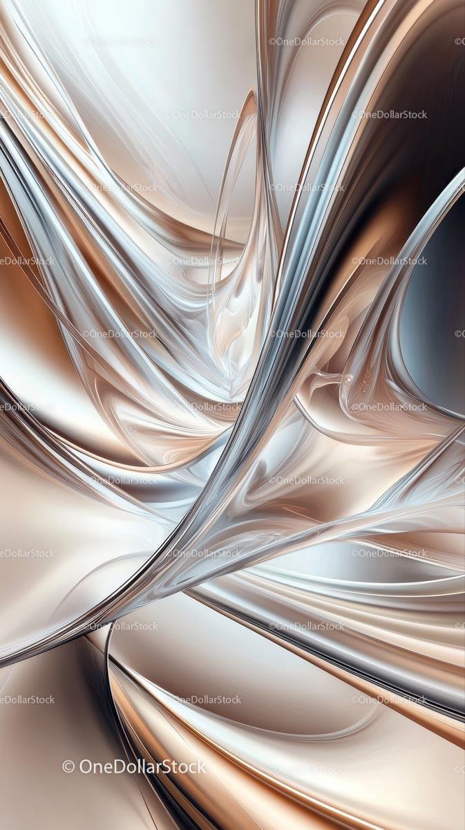 Abstract Metallic Flow with Smooth Curves and Light Reflections
