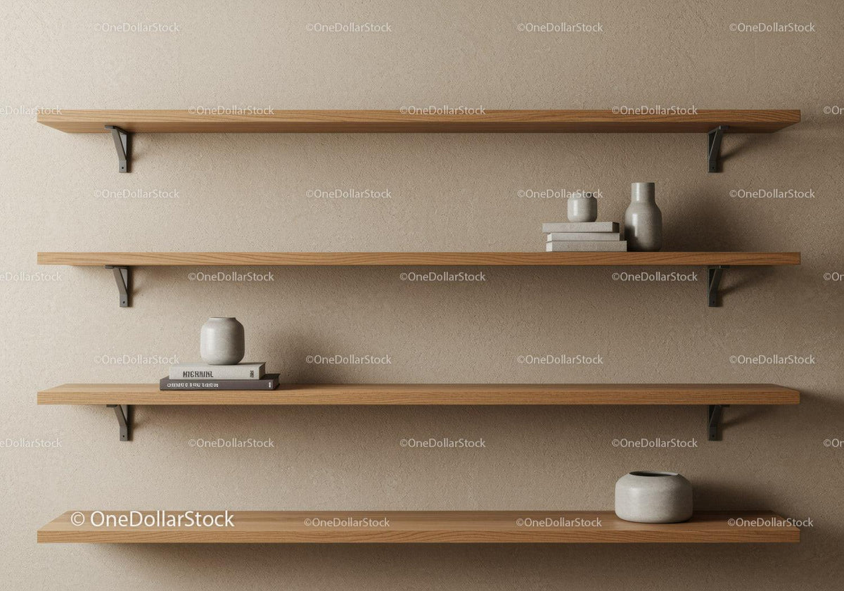 Minimalist Wooden Wall Shelves in Contemporary Home Interior