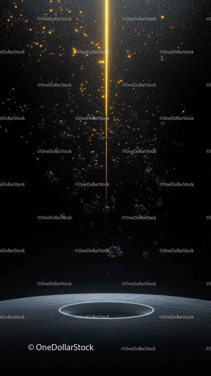 Futuristic Space Scene with Circular Portal and Cosmic Particles