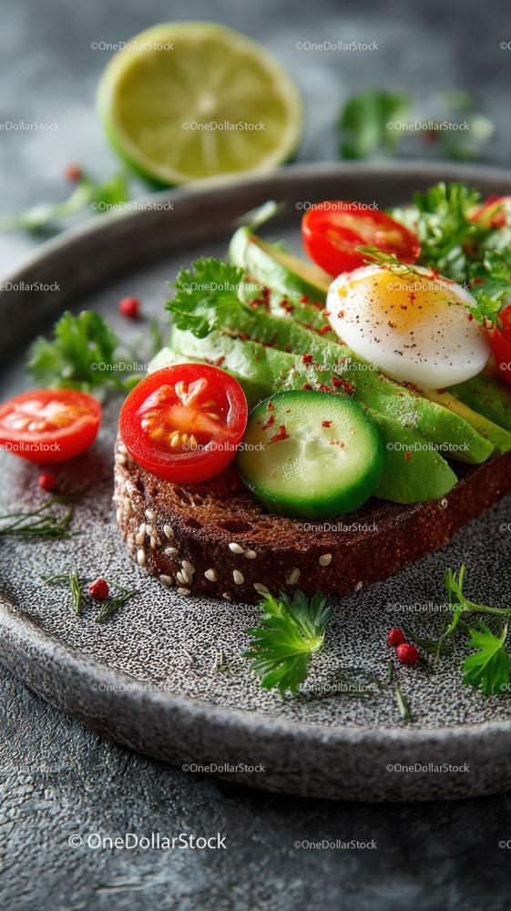 Healthy Avocado Toast with Cherry Tomatoes and Soft-Boiled Egg