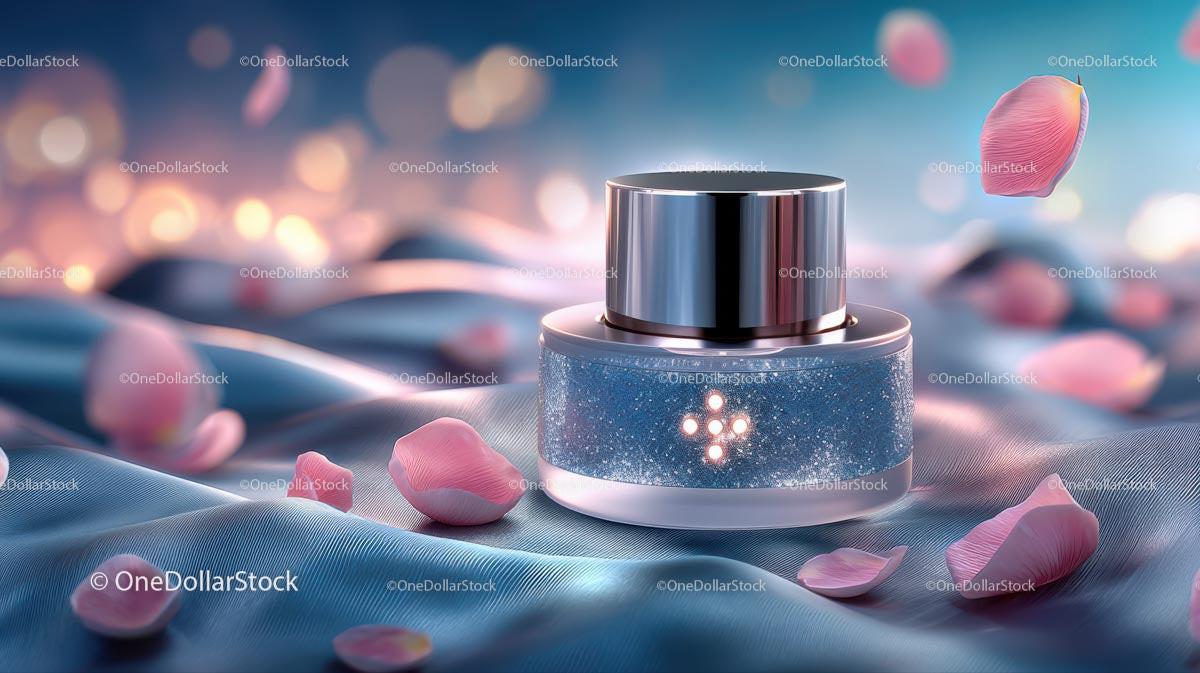 Glass Container with Floating Rose Petals in Tranquil Setting JPG Mockup Image preview 7