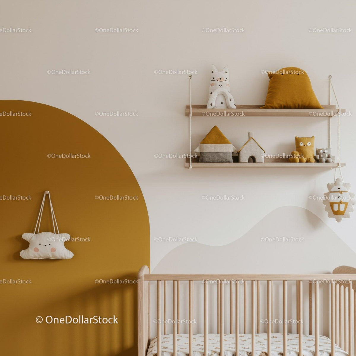 Modern Nursery with Plush Toys and Minimalist Decor for Kids Room