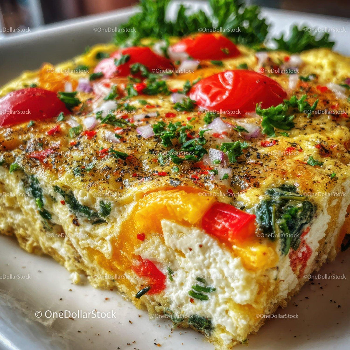 Colorful Vegetable Frittata with Bell Peppers and Herbs Stock Photo Bundle preview 19