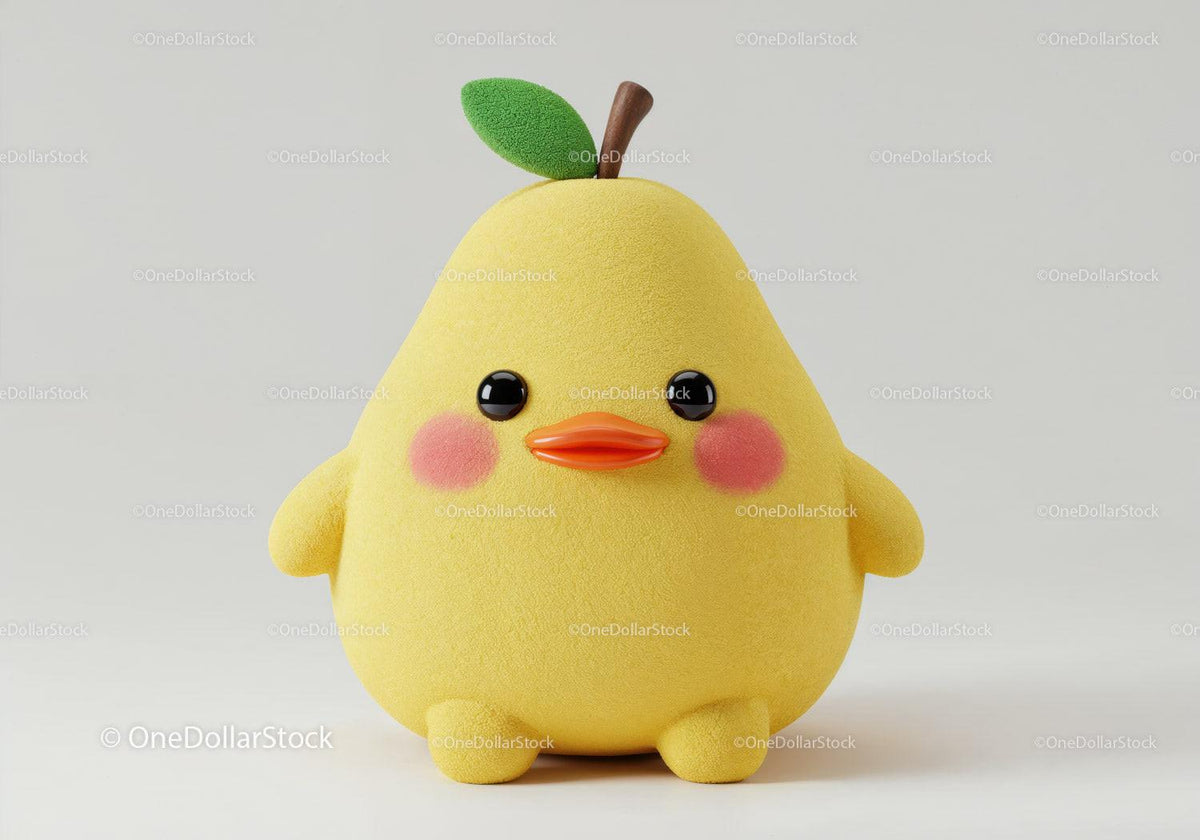Yellow Plush Duck Toy with Green Leaf and Orange Beak Stock Photo Bundle preview 6