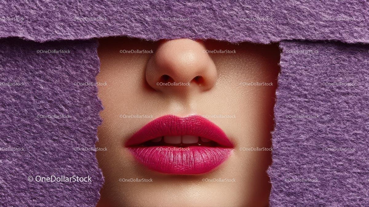 Close-Up Portrait of a Glamorous Model with Pink Lipstick Stock Photo Bundle preview 7