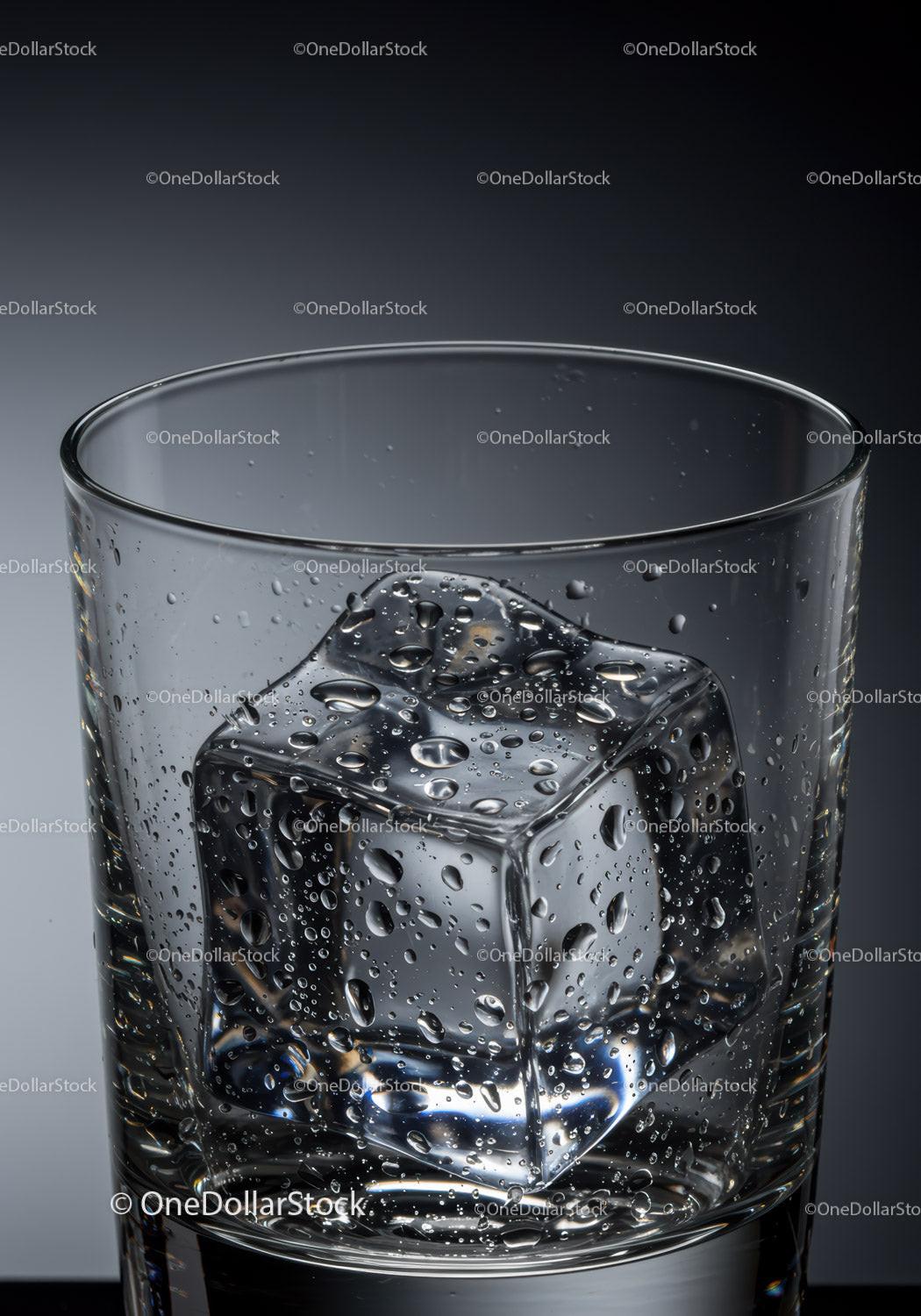 Close up of iced glass with condensation droplets