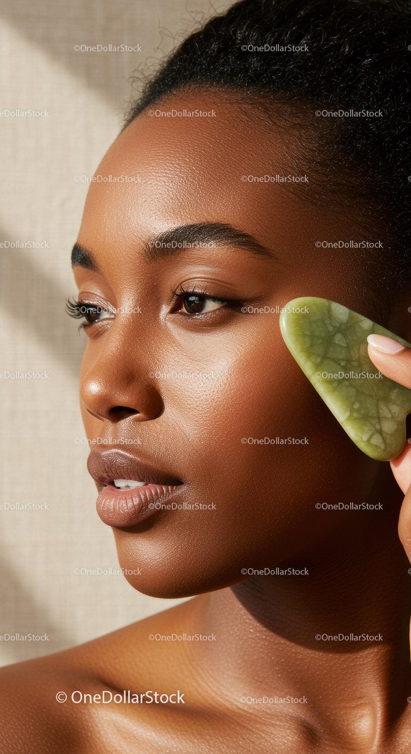 Close-Up of Elegant African Woman with Glowing Skin and Natural Beauty