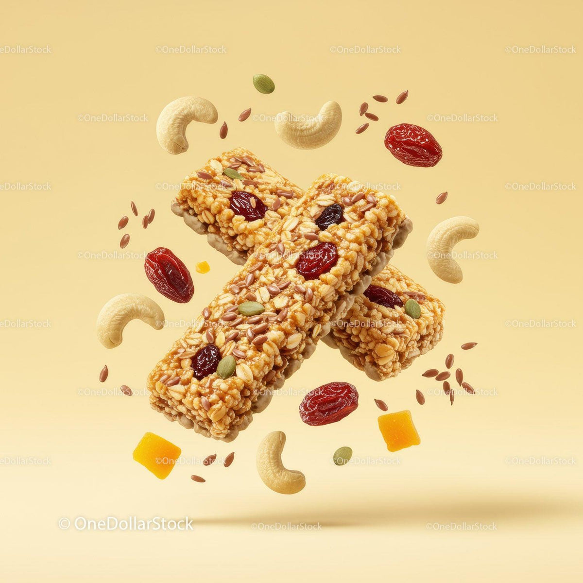 Healthy granola bars with nuts and dried fruit