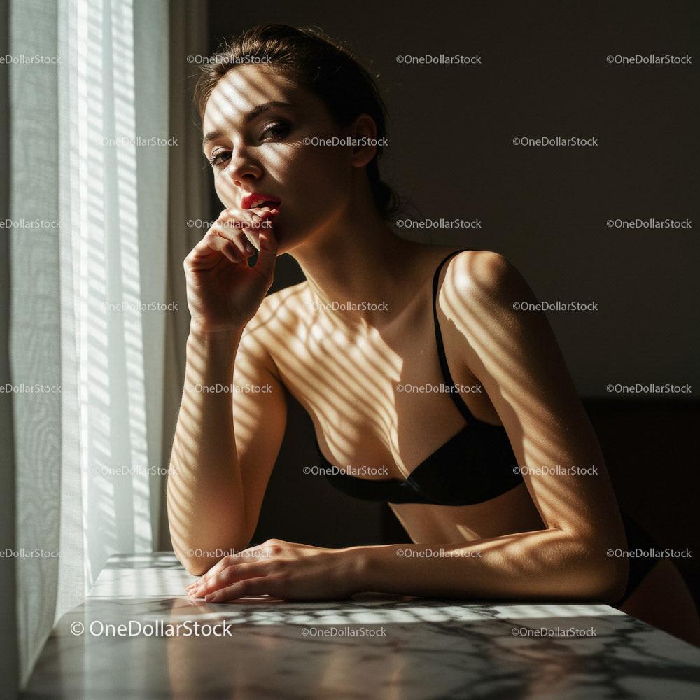 Elegant Female Model in Soft Natural Light Capture Stock Photo Bundle preview 14
