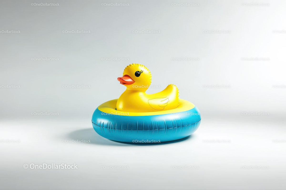 Yellow Rubber Duck in Floating Pool Toy for Summer Fun Stock Photo Bundle preview 30