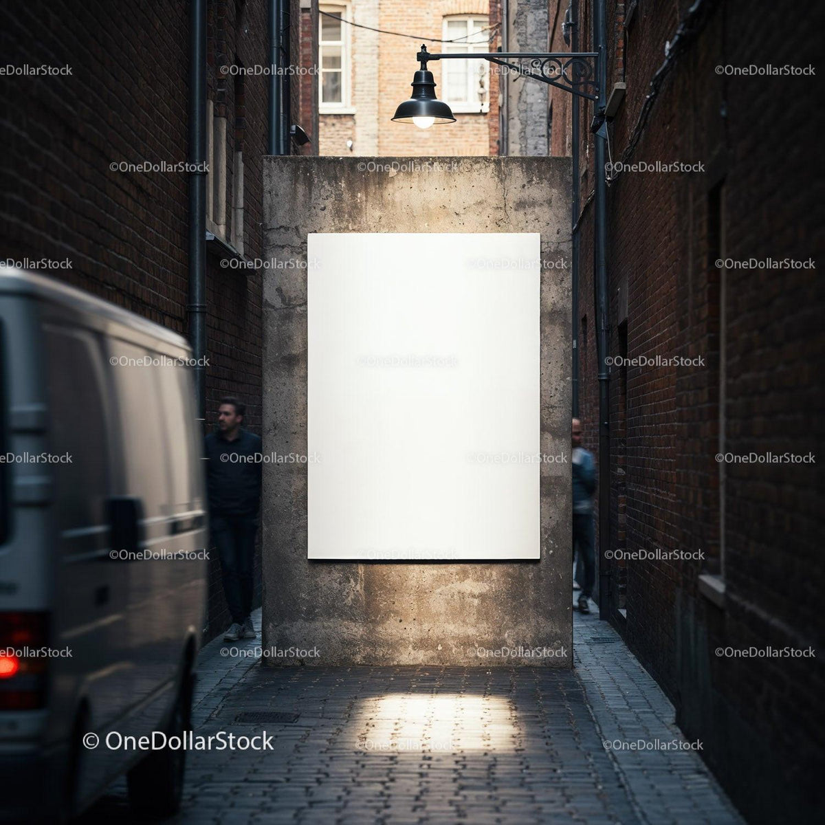 Blank Poster on Urban Wall in Narrow Alleyway JPG Mockup Image preview