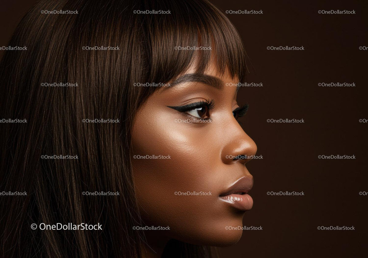 Close-up of a Woman with Bold Eye Makeup and Stylish Hair in Dark Setting