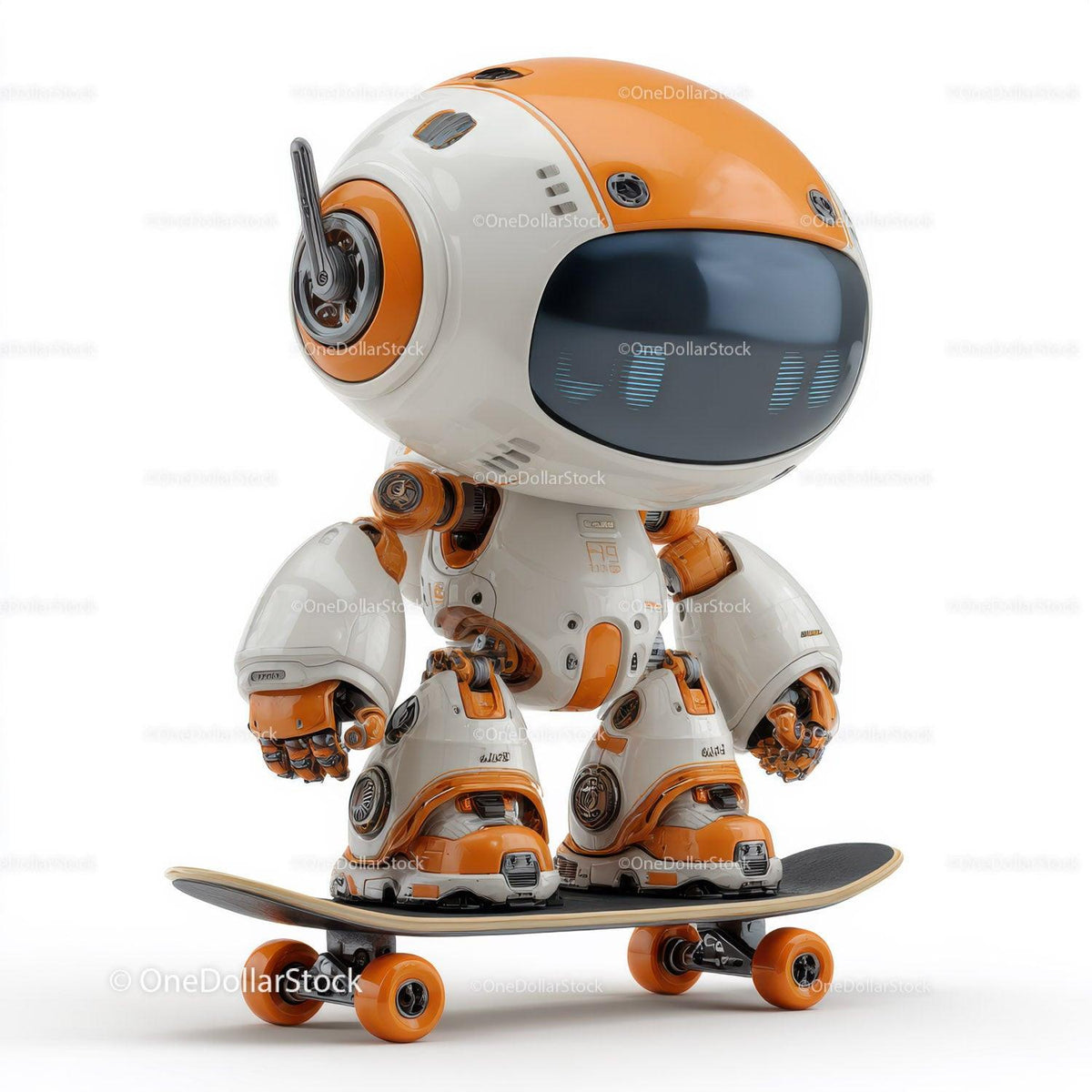 Futuristic Toy Robot with Large Eyes and Bunny Ears for Kids Stock Photo Bundle creative preview 4