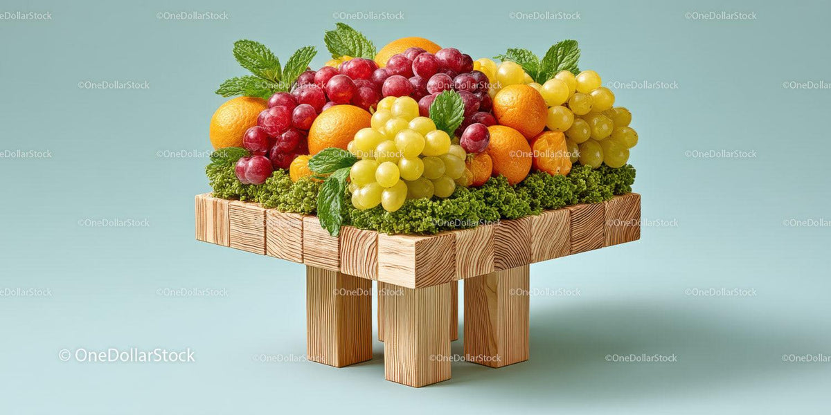 Vibrant Fruit Arrangement with Grapes Oranges and Strawberries