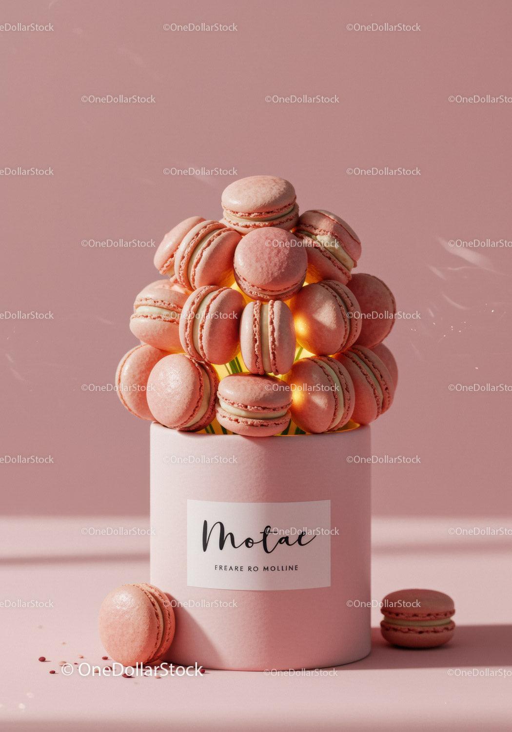 Creative Pink Macaron Bouquet in Elegant Box