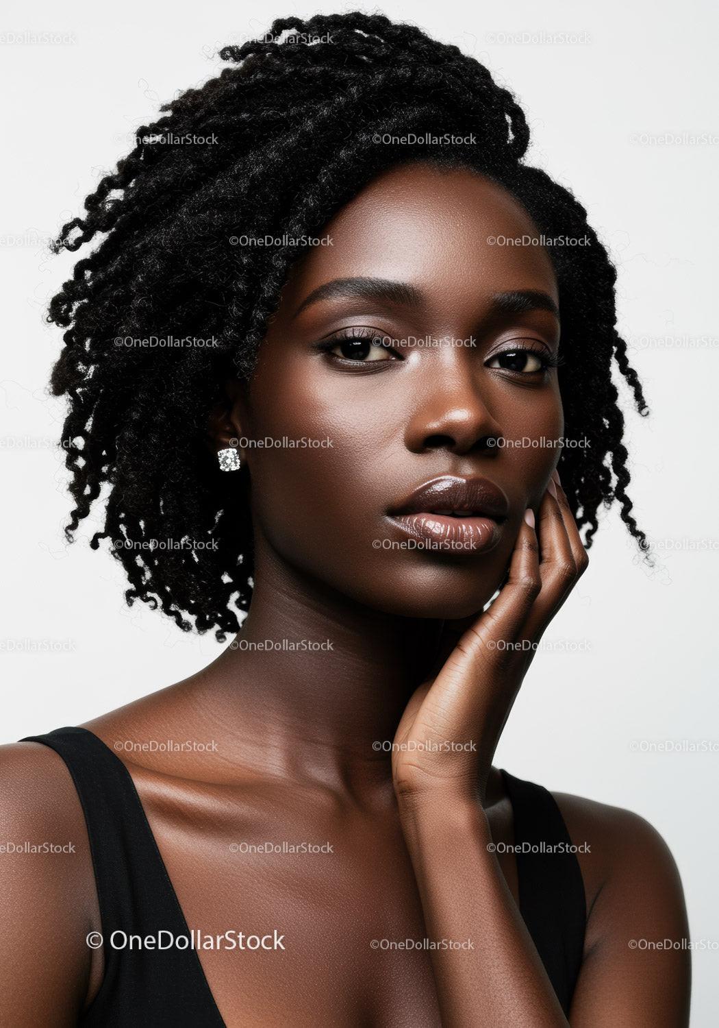 Elegant African Woman with Curly Hair and Glamorous Look