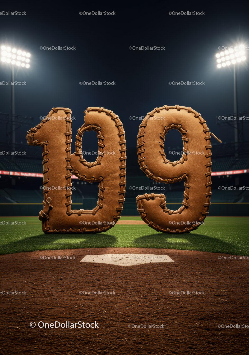 Baseball Inspired Number 199 on Stadium Field