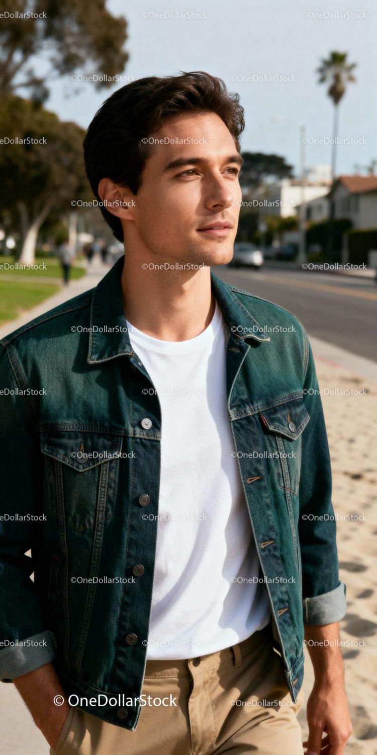 Young man enjoying a sunny day walking outdoors