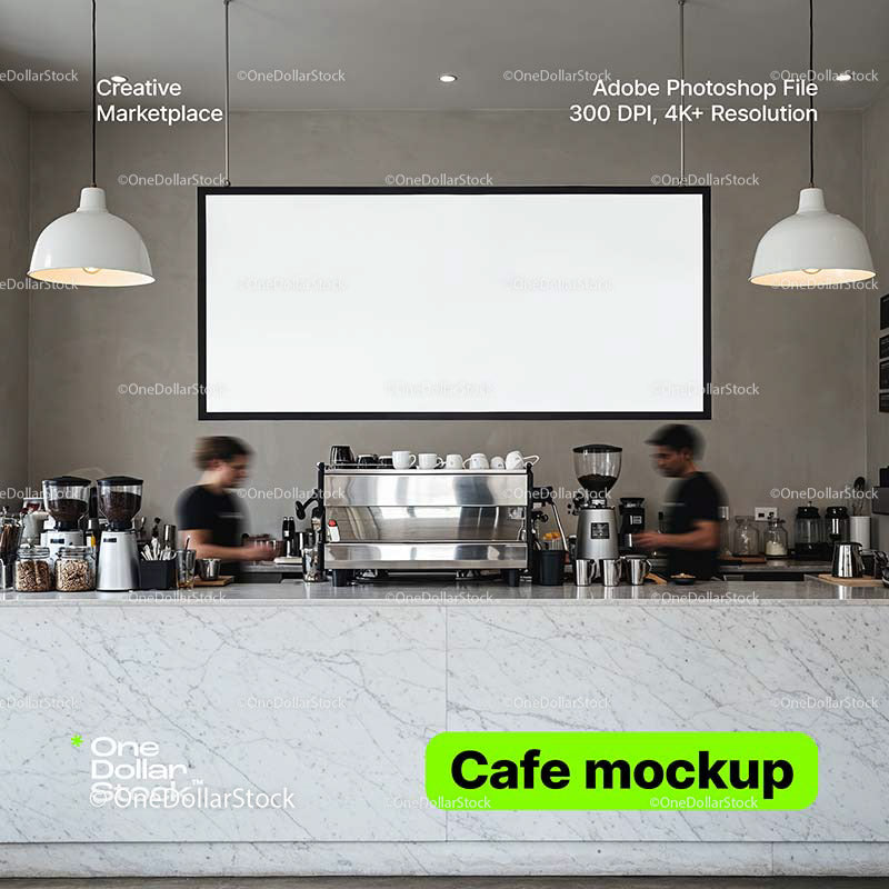 editable PSD mockup for Cafe bar display
