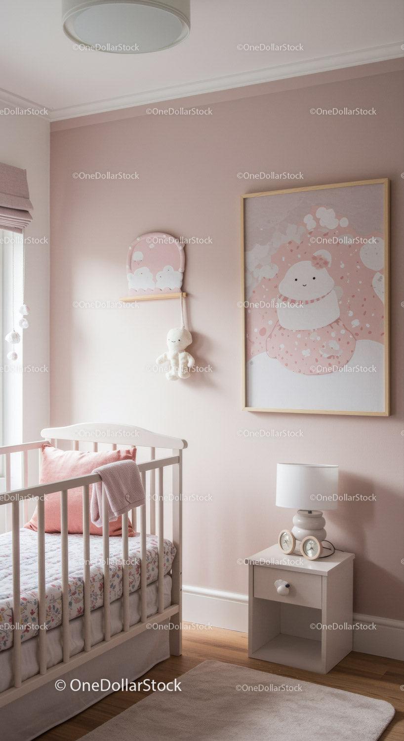 Cute Baby Nursery with Pink Decor and Cozy Furniture